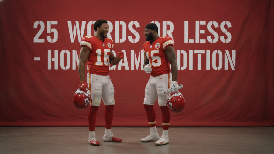 Kansas City Chiefs players converse in vibrant red uniforms, highlighting kc chiefs news and rumors.