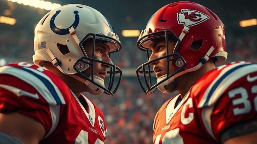 Intense battle as Chiefs and Colts face off, showcasing fierce determination and emotion.