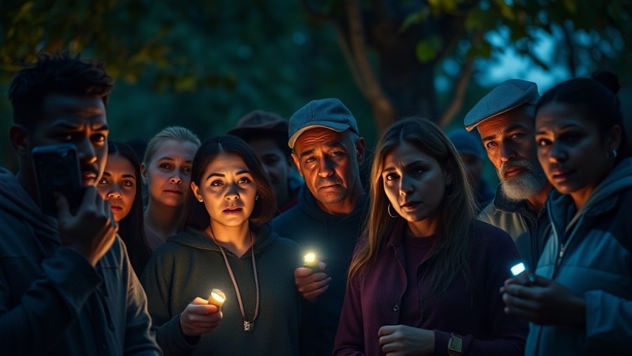 Concerned community members in a Kansas City park at dusk, highlighting KC community news.