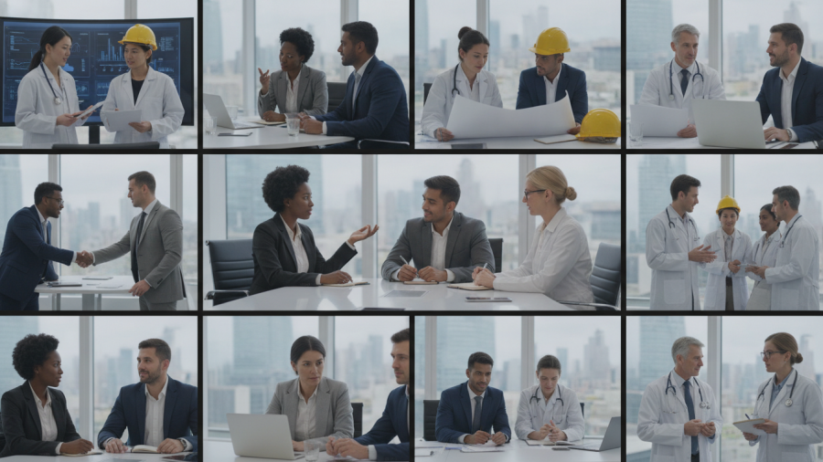 Diverse professionals discussing corporate governance issues and whistleblower protection in a modern office.