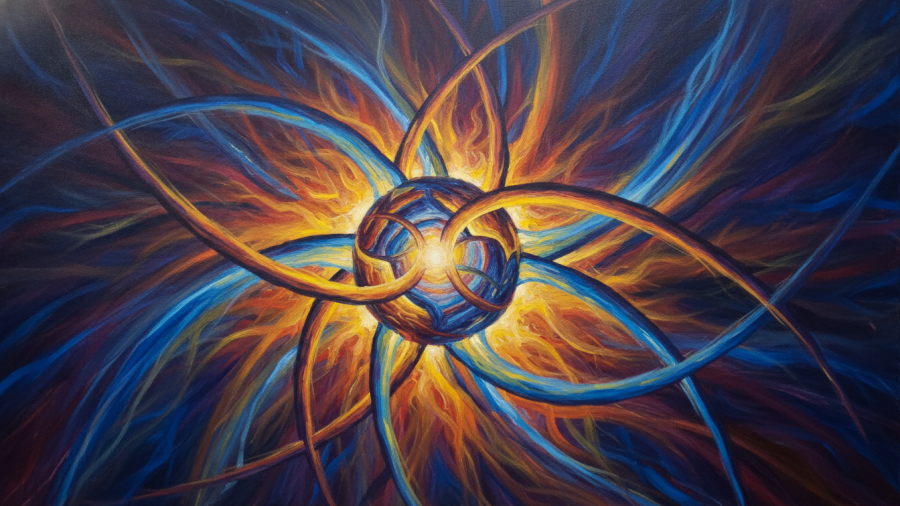 Vibrant abstract painting showcasing local artists in Kansas City art exhibits.
