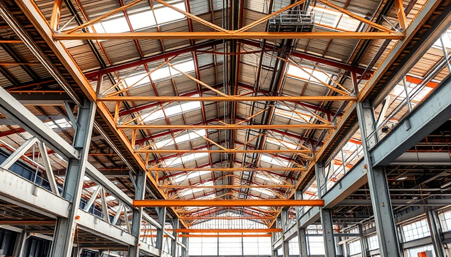Industrial construction site with steel framework in Kansas City neighborhoods