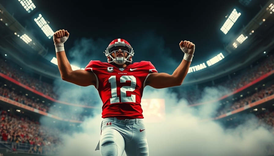 Kansas City Chiefs player triumphantly entering field, indicating depth chart vitality.