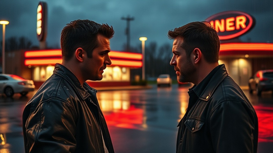 Aziz Ansari scene in parking lot, discussion under diner lights.