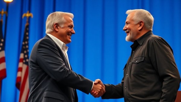 Bipartisan bromance between McCormick and Fetterman on stage handshake.
