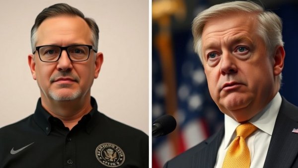 Trump's pardon of Changpeng Zhao concept: Close-up portraits of two men in a split image.