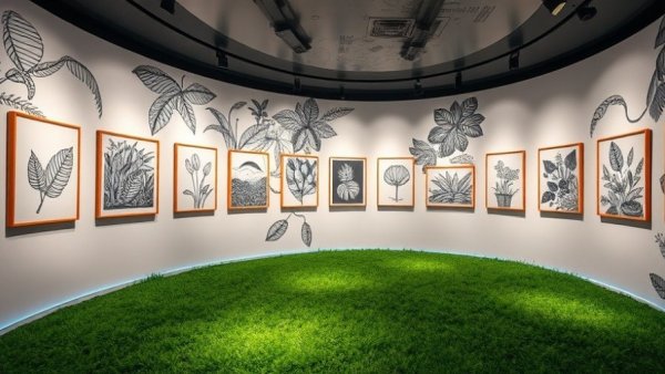 My Mother’s Father’s Dragon exhibition featuring jungle-themed art.