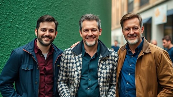 Three smiling men at a BBQ restaurant in Kansas City.