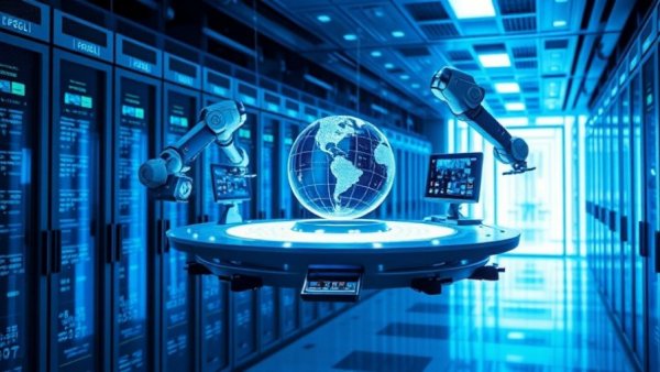 Google Antigravity Development Platform in futuristic server room.