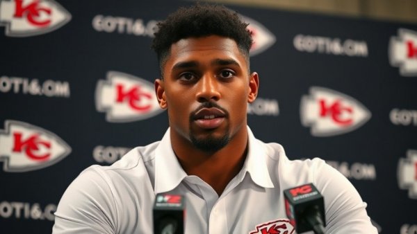 Kansas City Chiefs player at press conference discussing record.