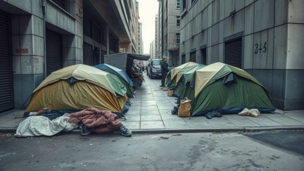 Homeless encampment in Kansas City neighborhoods.