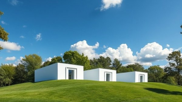 Modern architectural folly in Kansas City park setting.