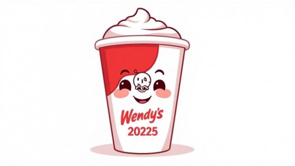 Wendy's Frosty Key Tag 2025, cartoon Frosty cup with logo