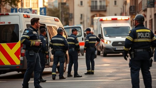 Emergency responders at ambulance scene involving Afghan national suspect in shooting.
