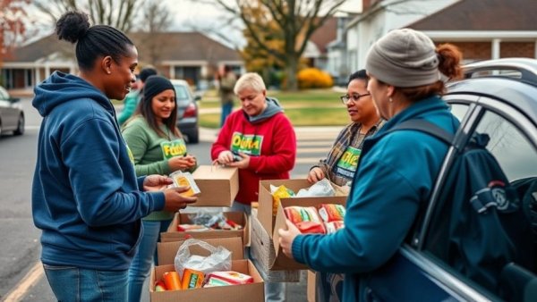 Volunteers at Kansas City food pantries distributing supplies