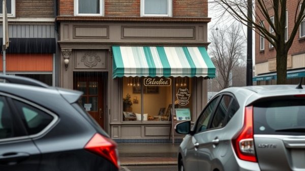 Charming local shop on rainy day reflecting KC community news.