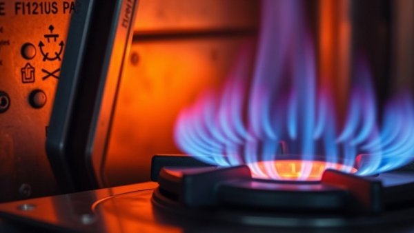 HVAC repair Kansas City: Close-up of active furnace flames.