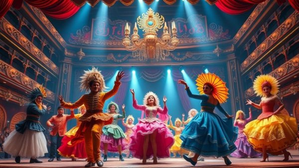 Vibrant theatrical performance in Kansas City featuring local businesses.