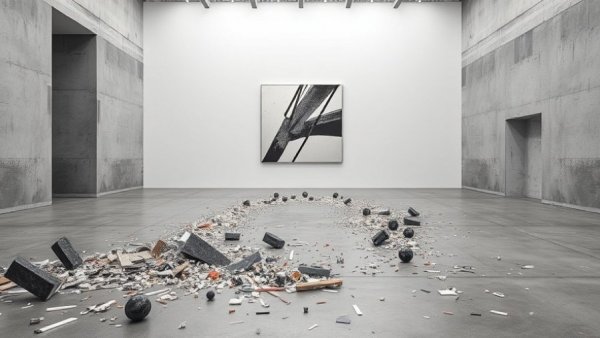 Modern art installation by Kansas City local artists in gallery.