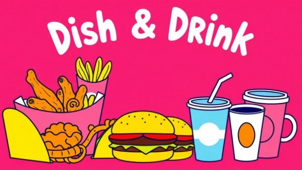 Kansas City events vibrant food illustration with snacks and drinks.