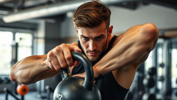 Athletic man in gym focus on sustainable fitness routines.