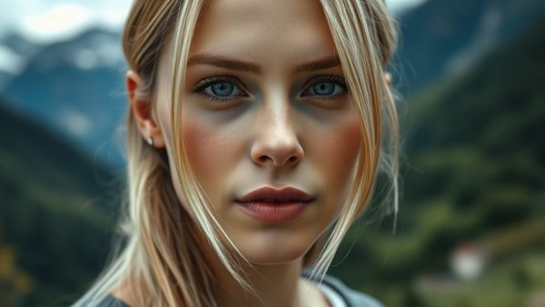 Blonde woman with neutral expression in outdoor setting. Trump news conference.