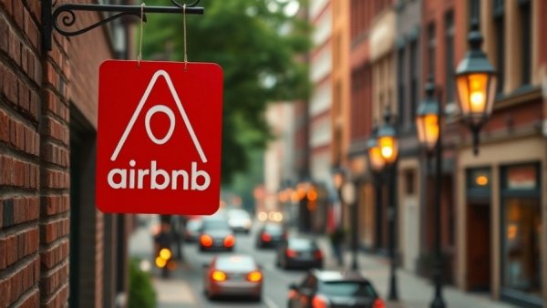 Airbnb sign on a brick building related to Riverside short-term rental regulations.