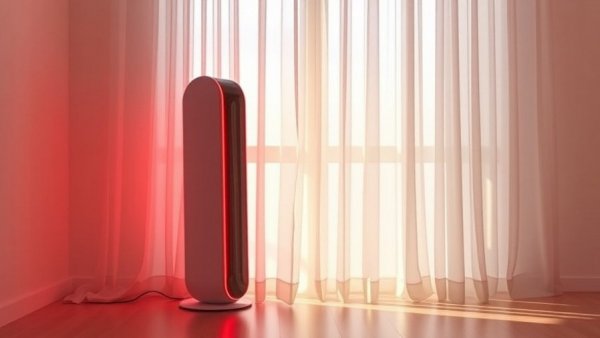 Top fitness gear holiday gifts: modern red light therapy device in minimal room.
