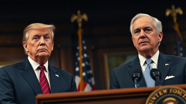 Two politicians at podium discuss Democrats' favorability ratings 2025.