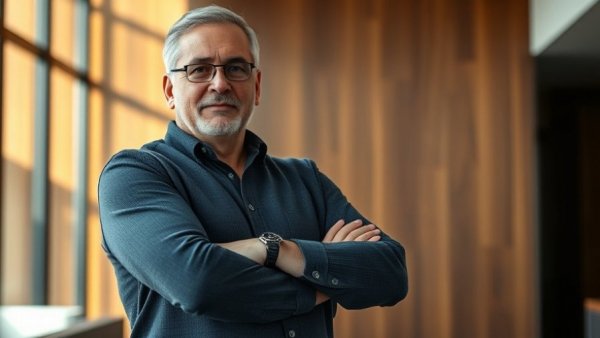 Confident middle-aged man indoors, showcasing performance optimization techniques.