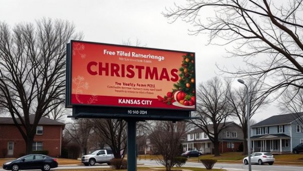 Billboard for free Christmas Eve meal in Kansas City neighborhood.