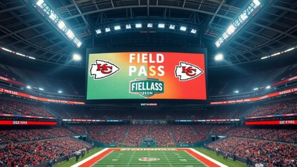 Kansas City Chiefs game today live banner in stadium.