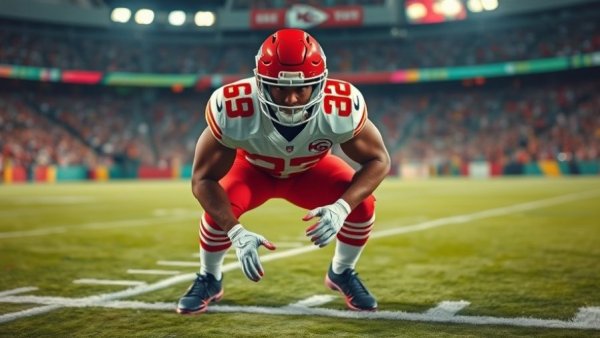 Kansas City Chiefs player in action showcasing team record.