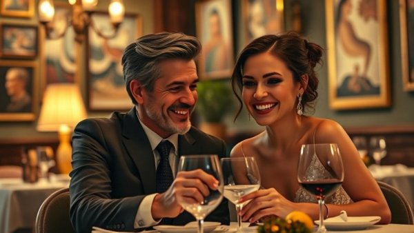 Joyful couple dining at Kansas City Restaurant Week.