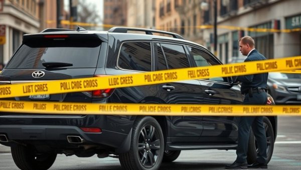 Minneapolis ICE shooting crime scene with SUV and police tape