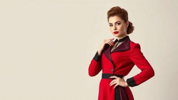 Woman in vintage red and black fashion from Kansas City.