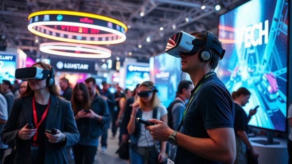 Meta layoffs Reality Labs: Interactive VR tech showcase at event.