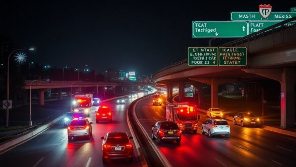 Living in Kansas City: Nighttime highway scene, crash involving semi-truck.