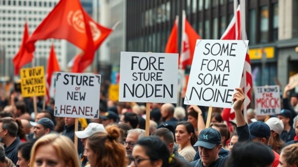 Protesters in NYC with signs, ICE sweeps theme.