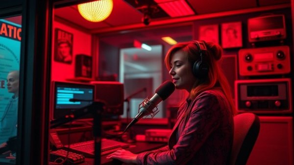 Kansas City local artist spotlight: Radio host in vibrant studio.