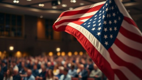 Kansas City Public Library event with American flag focus