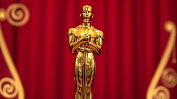 Golden Oscar statue against a red backdrop, highlighting 2026 nominations streaming.