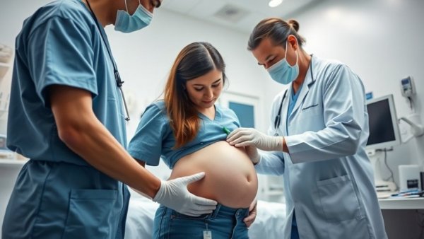 Healthcare professionals examining pregnant woman in hospital, highlighting rural hospital closures.