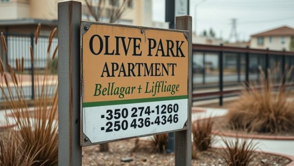 Olive Park Village sign in Kansas City neighborhoods.