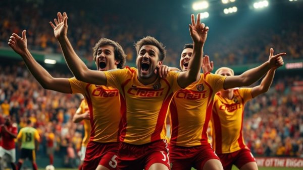 Kansas City Chiefs highlights, players celebrating in vibrant stadium.