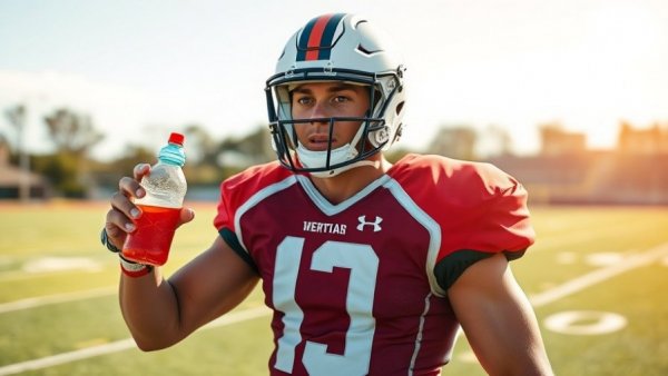 Kansas City Chiefs player during practice holding a sports drink.