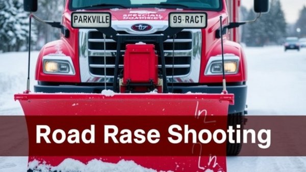 Red snow plow involved in Kansas City road rage incident.
