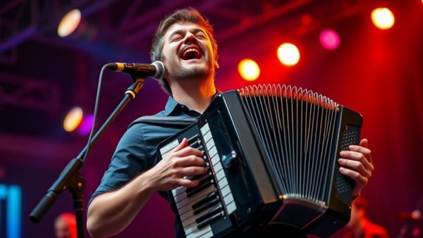 Kansas City events musician playing accordion onstage