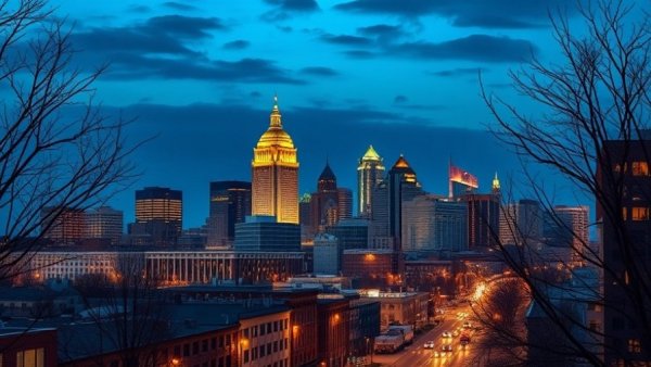 Kansas City skyline at dusk highlighting free and cheap activities.