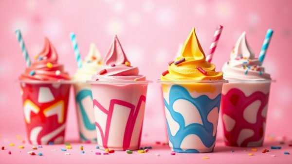 Celebrating National Frozen Yogurt Day with colorful yogurt cups.